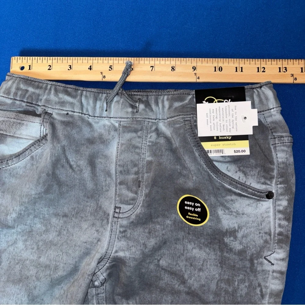 Jogger Fit Jeans Boys Faded distressed Stretch Gray Sz 8‎ Husky Art Class New